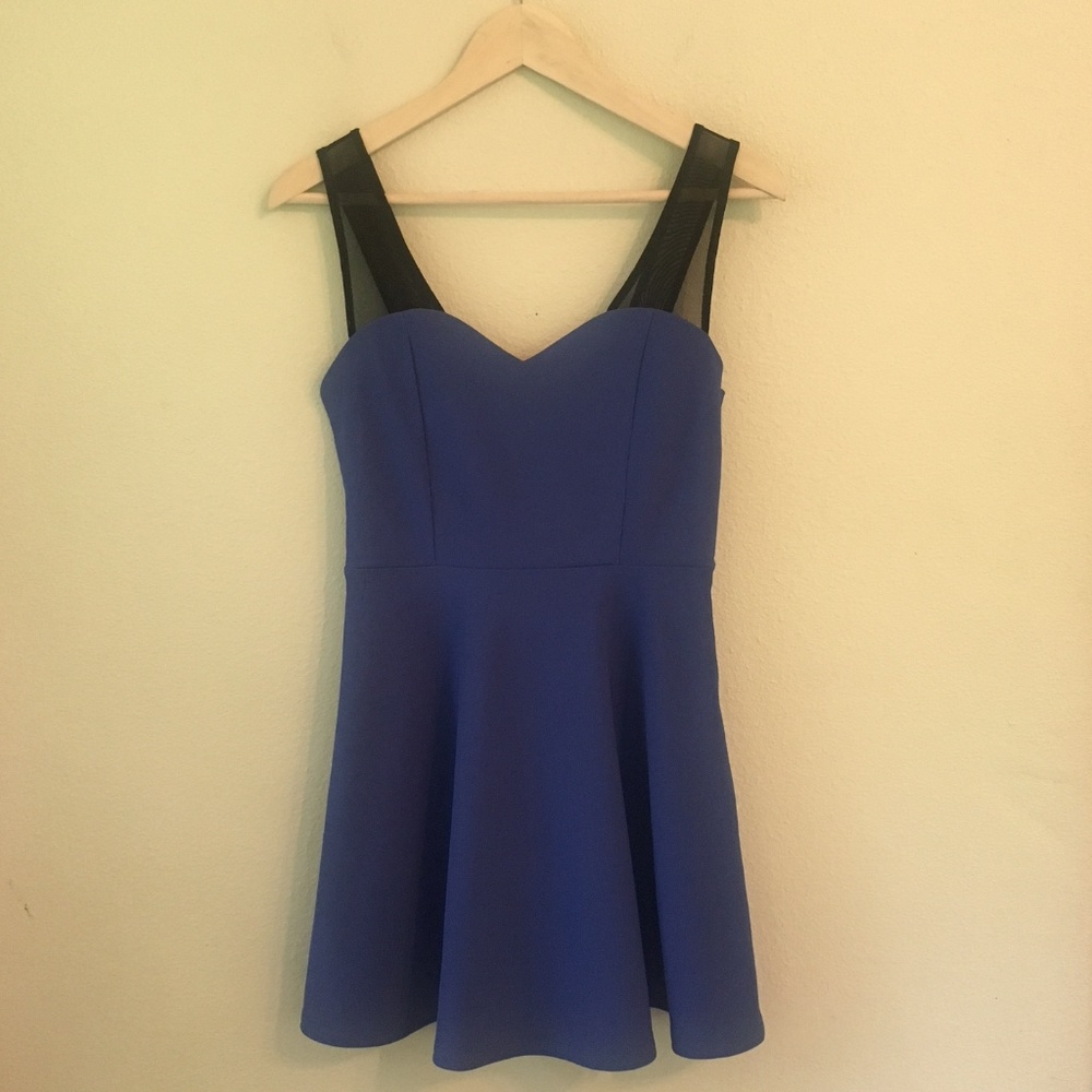 Fit & Flare Dress with Sheer Straps